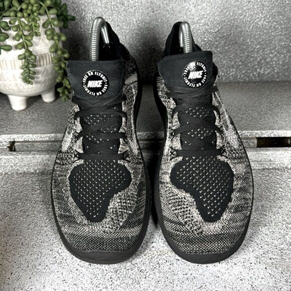 Nike Free Rn Flyknit 2018 Moon Particle Black Sneakers Shoes Size 7.5 - Picture 3 of 8